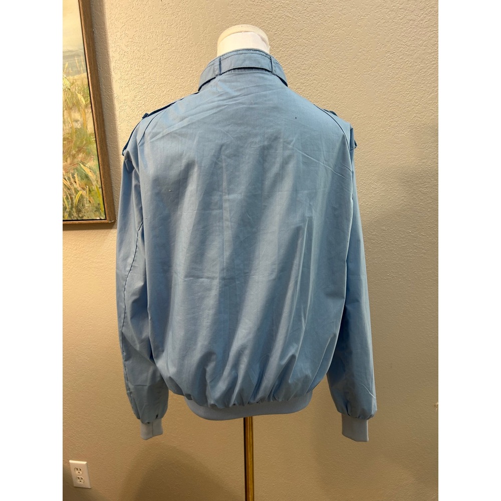 Vintage Light Blue Bomber Jacket Size 42 Full Zip Epaulettes Korea Made Retro S - Picture 4 of 7